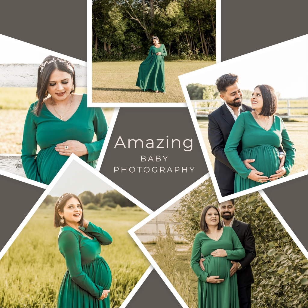 collage of a pregnant woman with his husband on a maternity shoot